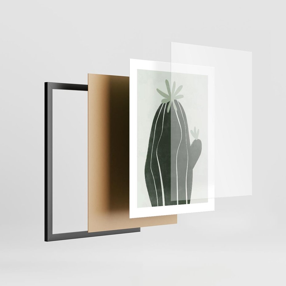 Plakat w ramie 30x40 - Zieleń Inspirującego Życia - zielony plakat, minimalizm - rama czarna