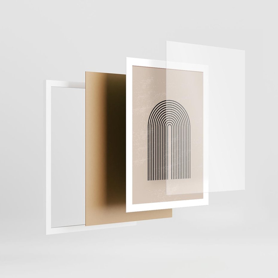 Plakat w ramie 50x70 - Migocące Echa - abstrakcyjne linie, geometria - rama biała