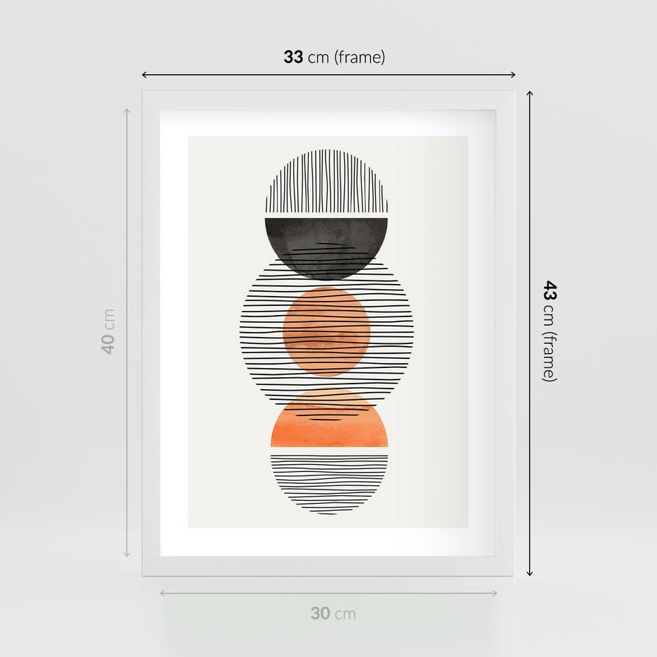Plakat w ramie 30x40 - Geometryczna Abstrakcja - abstrakcja, nowoczesny obraz - rama biała