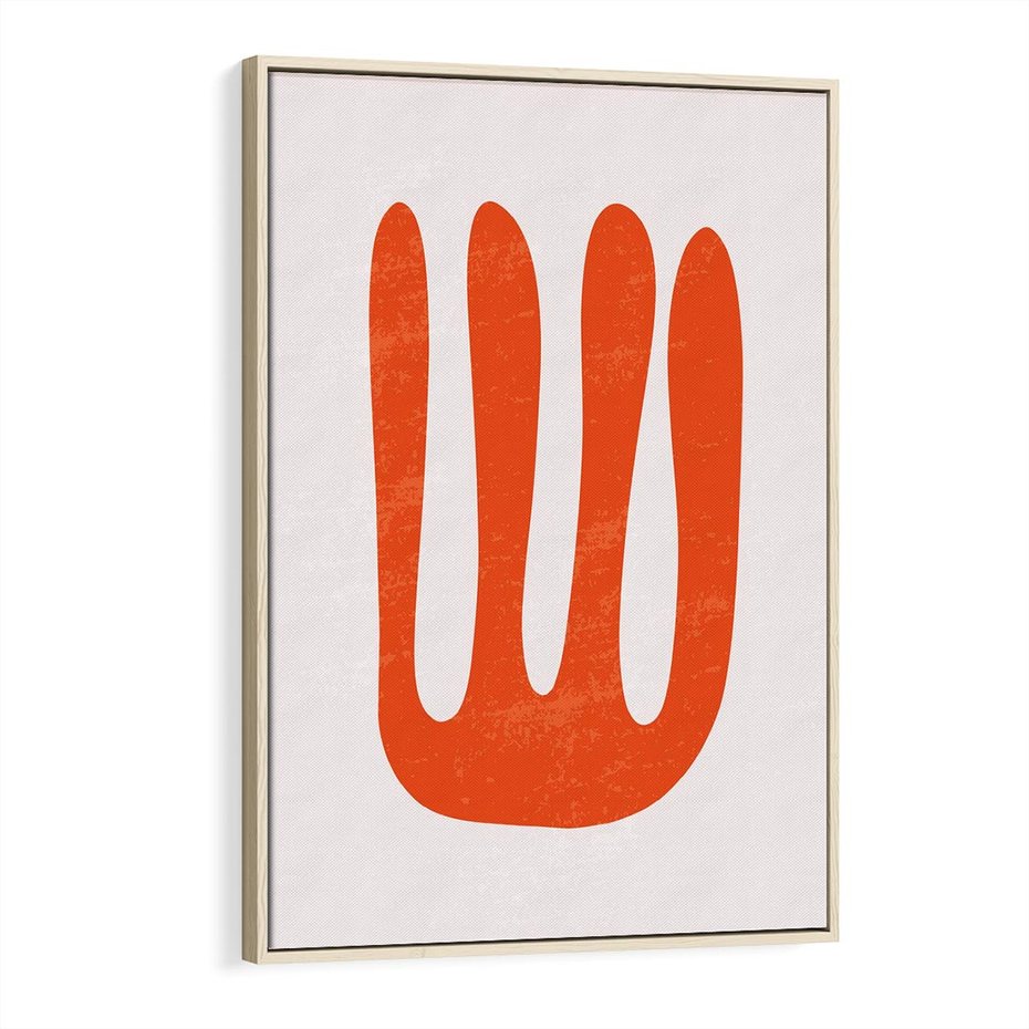 Obraz w ramie 80x120 - Eksploracja Nowego Światła - abstrakcyjna pomarańczowa forma, minimalizm - rama drewno