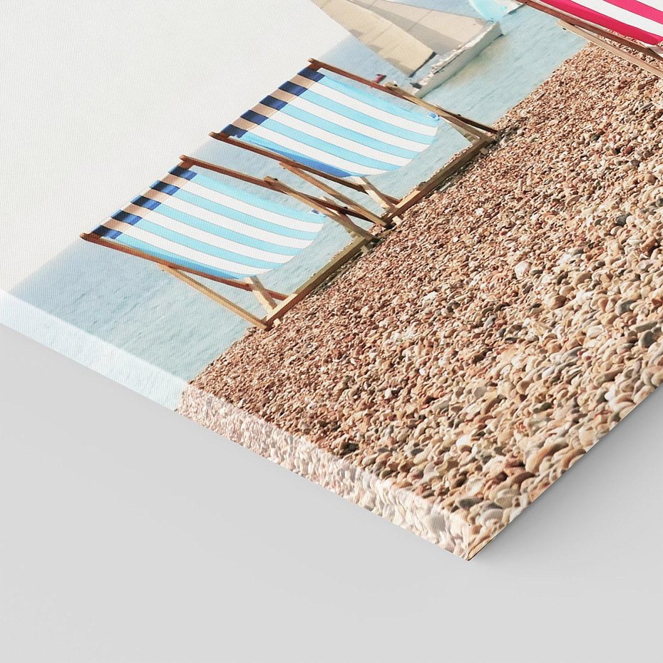 Obraz na płótnie 120x80 - Letnia retro bajka - fotografia, pasiaste leżaki