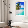 Plakat w ramie 50x70 - Zaklęte palmy tropików - palmy, ocean - rama drewno