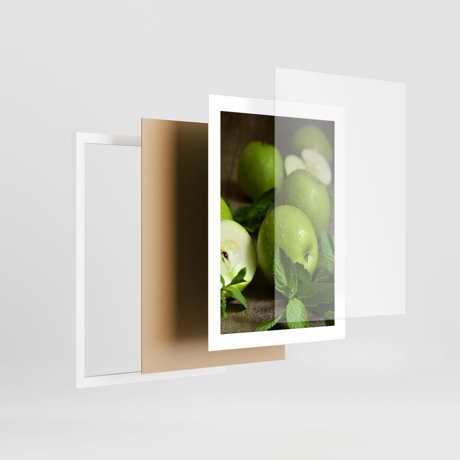 Plakat w ramie 30x40 - Jabłkowa kolorystyka - jabłka, owoce - rama biała