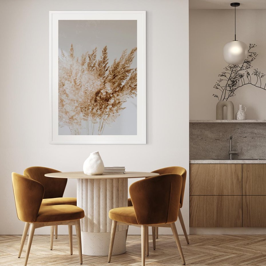 Plakat bez ramy 30x40 - Boho Urok Traw Pampasowych - suche trawy, pampas