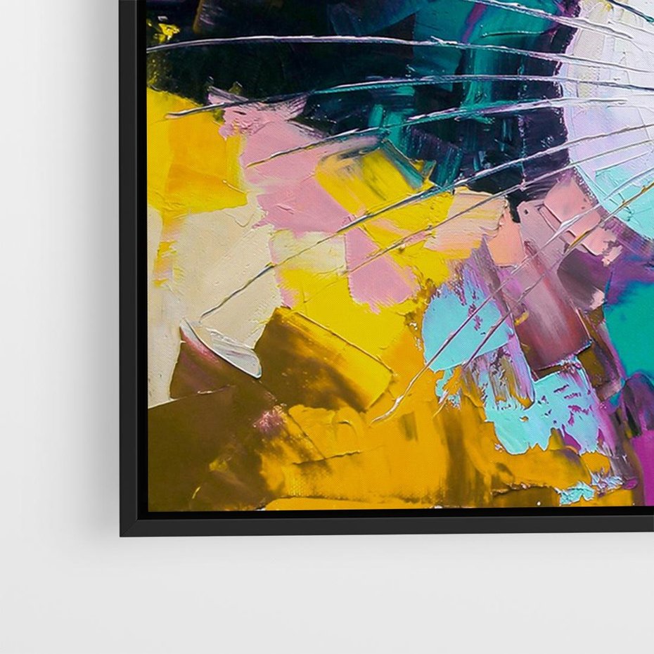 Obraz w ramie 100x70 - Przebudzenie snu artysty - zbliżenie, kolorowy portret szopa pracza - rama czarna