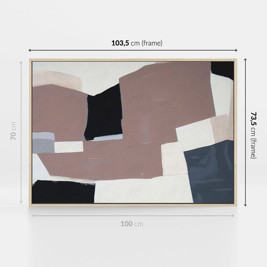 Obraz w ramie 100x70 - Wyrażona cisza abstrakcji - abstrakcyjne, nieregularne kształty - rama drewno