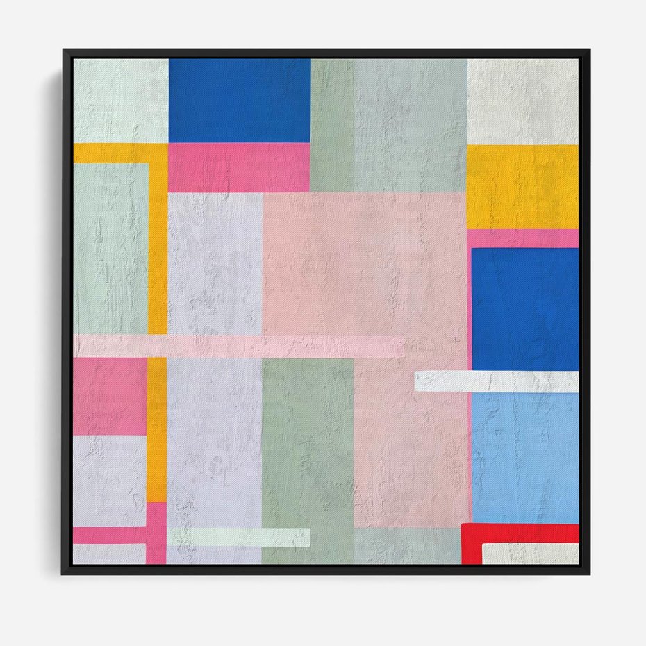 Obraz w ramie 50x50 - Rozbijające Granice Wyobraźni - abstrakcyjne geometryczne kształty, olejny obraz - rama czarna