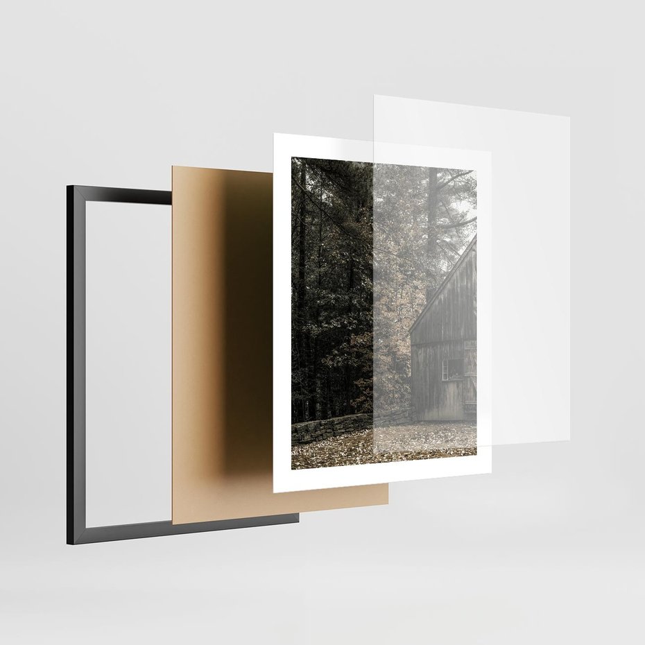 Plakat w ramie 40x50 - Dom w Lesie - chatka w lesie, górski domek - rama czarna