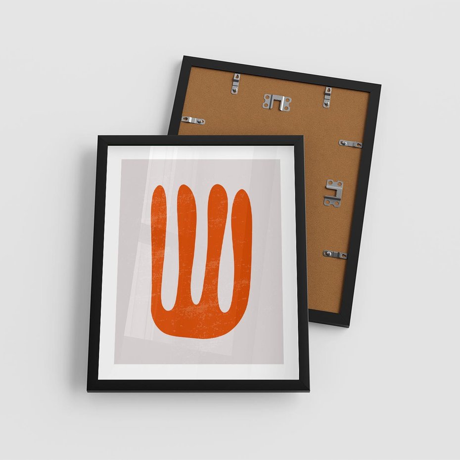 Plakat w ramie 40x50 - Eksploracja Nowego Światła - abstrakcyjna pomarańczowa forma, minimalizm - rama czarna