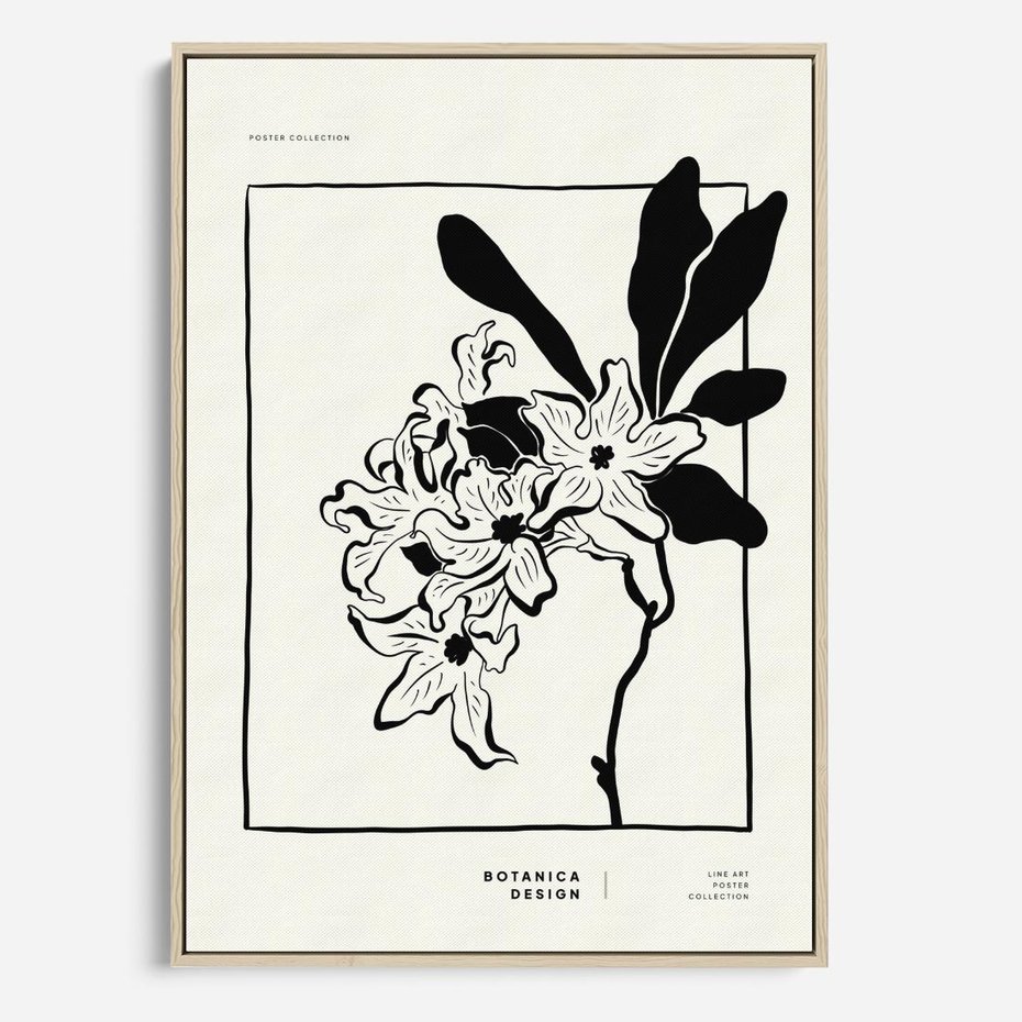 Obraz w ramie 70x100 - Kwiatowe przestrzenie - kwiat, grafika - rama drewno