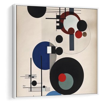 Obraz w ramie 50x50 - Rozkwitające Wibracje Wyobraźni - abstrakcyjna geometryczna kompozycja, koła linie - rama biała