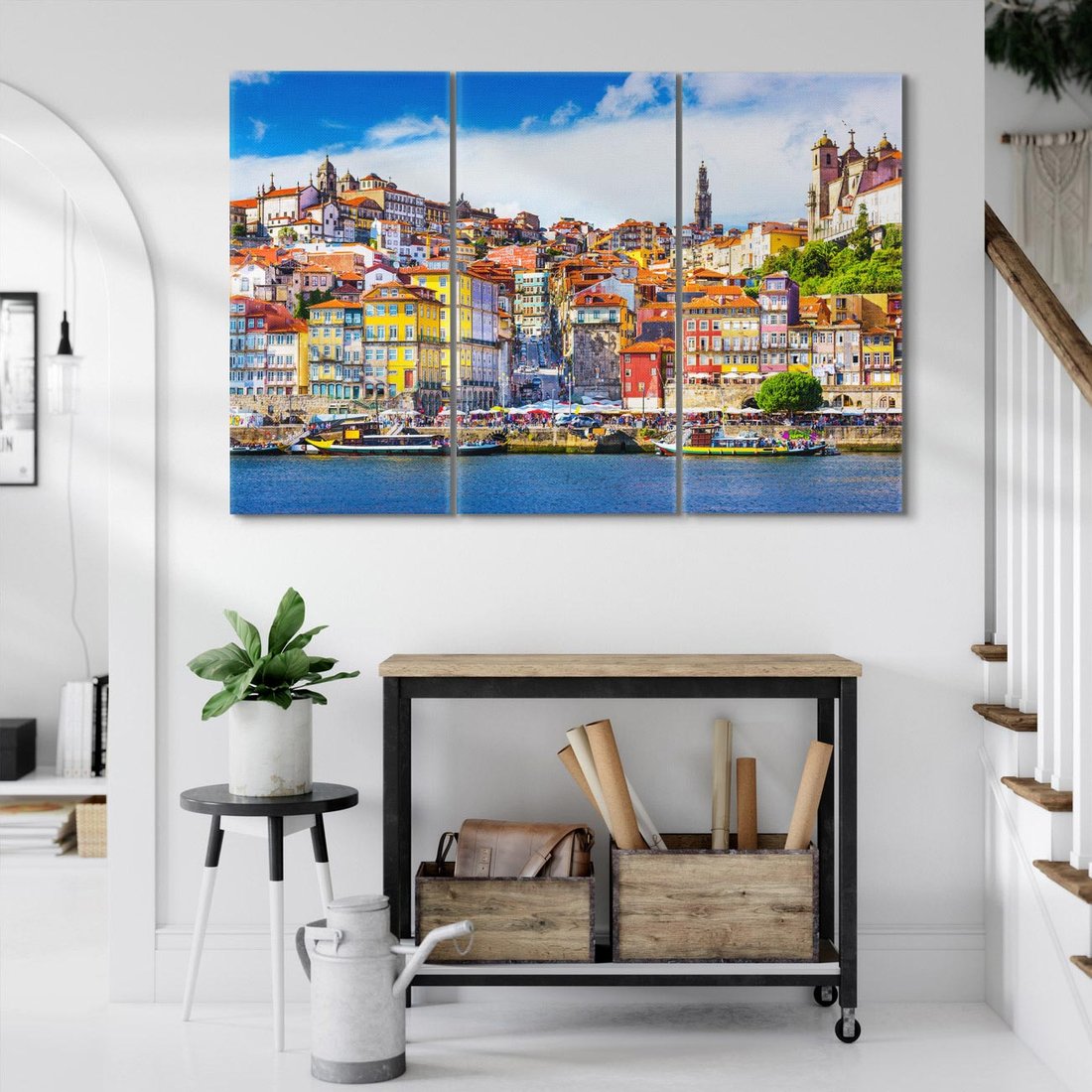 Obraz na płótnie 120x80 - Kolorowa Przystań - nadmorskie miasto, kolorowe budynki