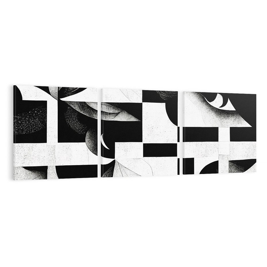 Obraz na płótnie 150x50 - Harmonia świateł i cieni - abstrakcja czarno biała, geometria