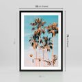 Plakat w ramie 50x70 - Egzotyczna Koszykówka - palmy na tle nieba, koszykówka - rama czarna