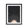 Plakat w ramie 30x40 - Słoneczny Portret Duszy - boho czarne słońce, nowoczesna grafika - rama czarna