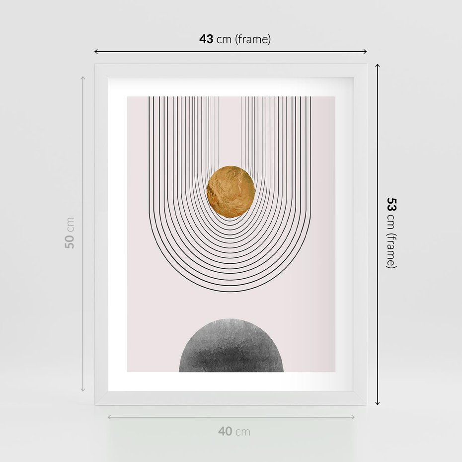 Plakat w ramie 40x50 - Geometryczny Blask - nowoczesna grafika, geometria - rama biała