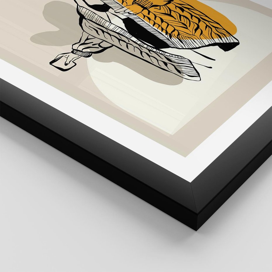 Plakat w ramie 40x50 - Żółte Akcenty w Grafice - grafika, minimalizm - rama czarna