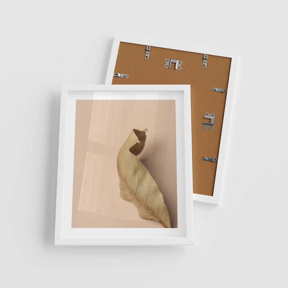 Plakat w ramie 40x50 - Boho suszone liście - suszony, liść - rama biała