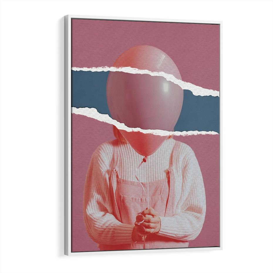 Obraz w ramie 80x120 - Kolaż Wyobraźni - kolaż zdjęć, styl retro - rama biała