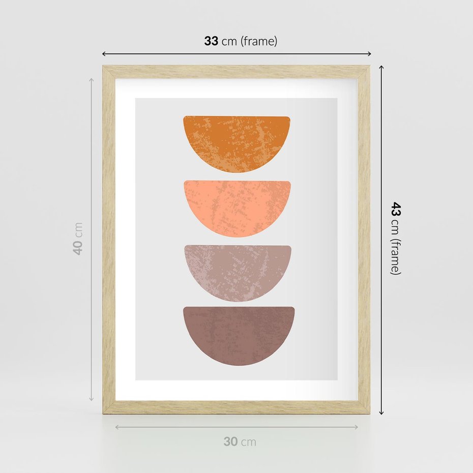 Plakat w ramie 30x40 - Minimalizm i Geometria - minimalistyczny obraz, mid-century styl - rama drewno
