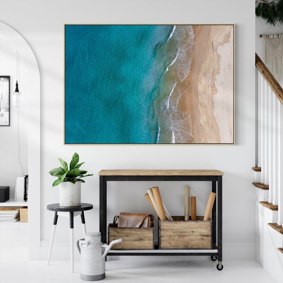 Obraz w ramie 100x70 - Spokój nad morzem - morze, plaża - rama drewno