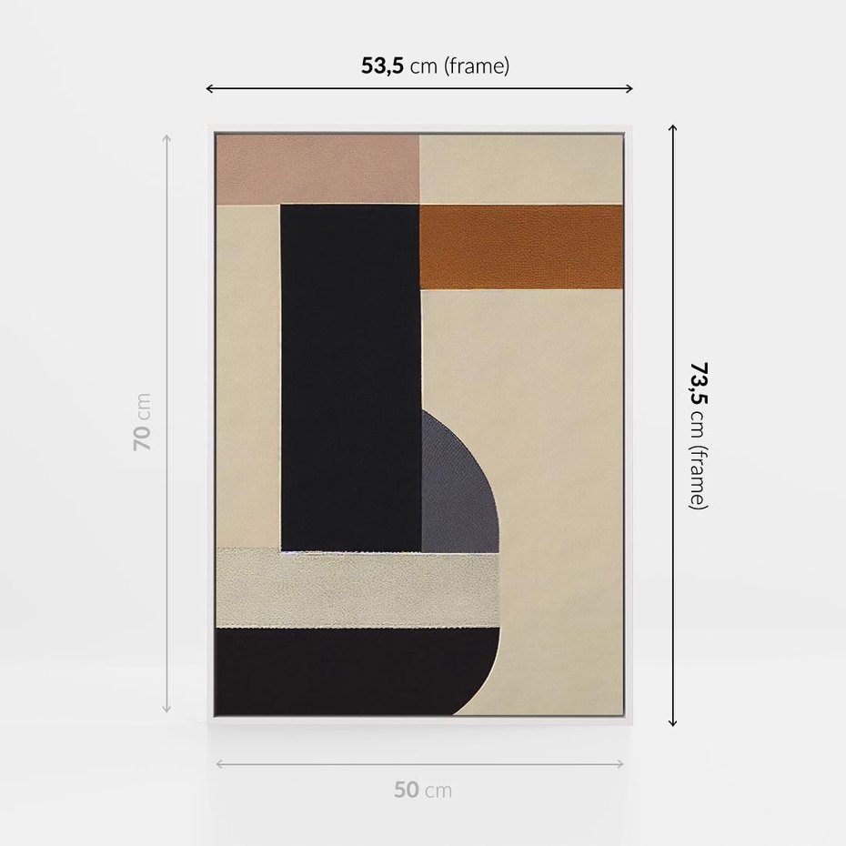 Obraz w ramie 50x70 - Nowoczesne Brązy - geometryszne pasy, nowoczesny styl - rama biała