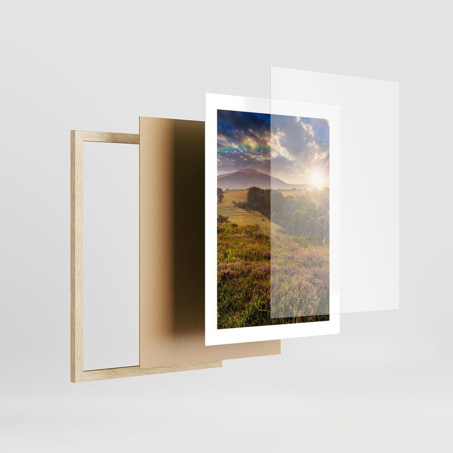 Plakat w ramie 30x40 - Pejzaż na łące - pejzaż, łąka - rama drewno
