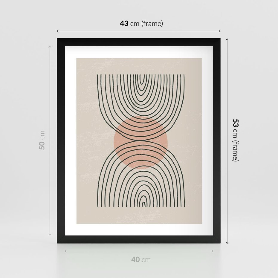 Plakat w ramie 40x50 - Nowy Rytuał - abstrakcyjna sztuka, boho kształty - rama czarna