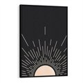 Obraz w ramie 70x100 - Słoneczny Portret Duszy - boho czarne słońce, nowoczesna grafika - rama czarna