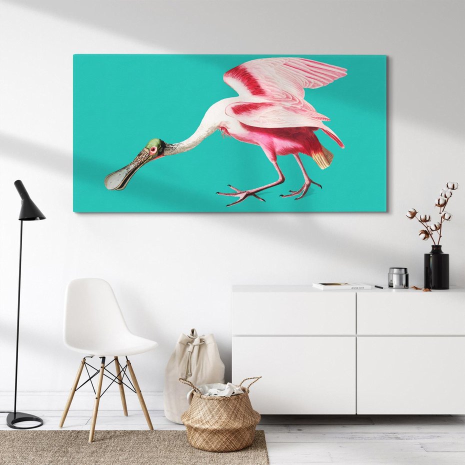 Obraz na płótnie 140x70 - Różowy Ptak Wyobraźni - różowy ptak, wyobraźnia