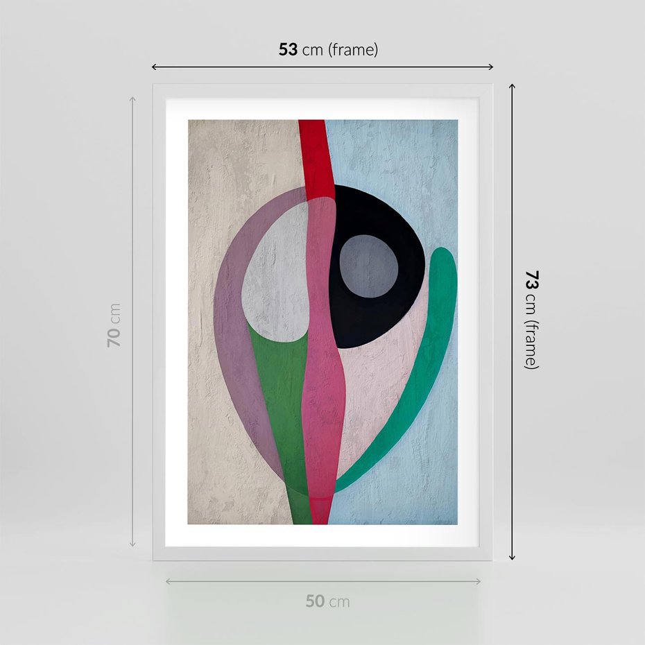 Plakat w ramie 50x70 - Wibracje Kolorów Marzeń - abstrakcyjne dziwne kształty, olejny obraz - rama biała
