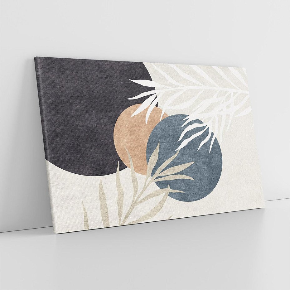 Obraz na płótnie 100x70 - Symfonia skradzionych chwil - cienie liści palmy, beżowe tłó