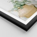 Plakat w ramie 50x70 - Eukaliptusowa Świeżość - eukaliptus, liście w koszu z wikliny - rama czarna
