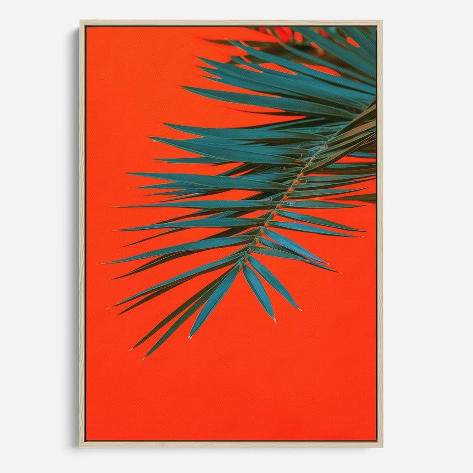 Obraz w ramie 50x70 - Egzotyczny Urok - liście, palma - rama drewno