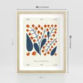 Plakat w ramie 40x50 - Minimalistyczna Uroda Jarzębin - jarzębiny, niebieskie liście - rama drewno