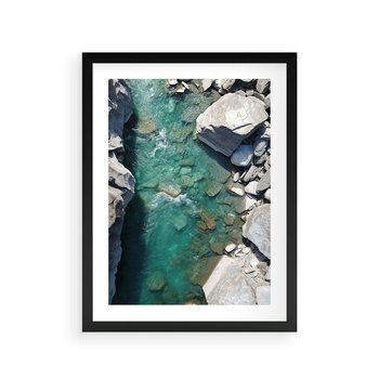 Plakat w ramie 40x50 - Spotkanie natury i siły - rzeka, skały - rama czarna