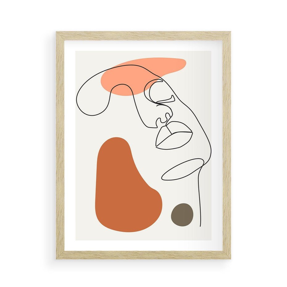 Plakat w ramie 50x70 - Twarz w Geometrycznym Stylu - nowoczesny obraz, grafika - rama drewno