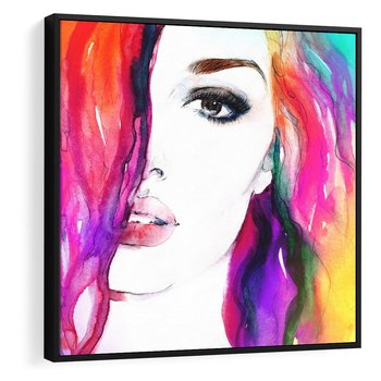 Obraz w ramie 50x50 - Kobieta Twarz Abstrakcja - kobieta, twarz - rama czarna