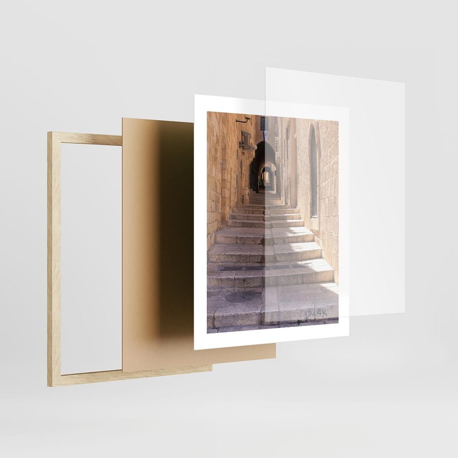 Plakat w ramie 40x50 - miasto w innej odsłonie - uliczka, perspektywa - rama drewno