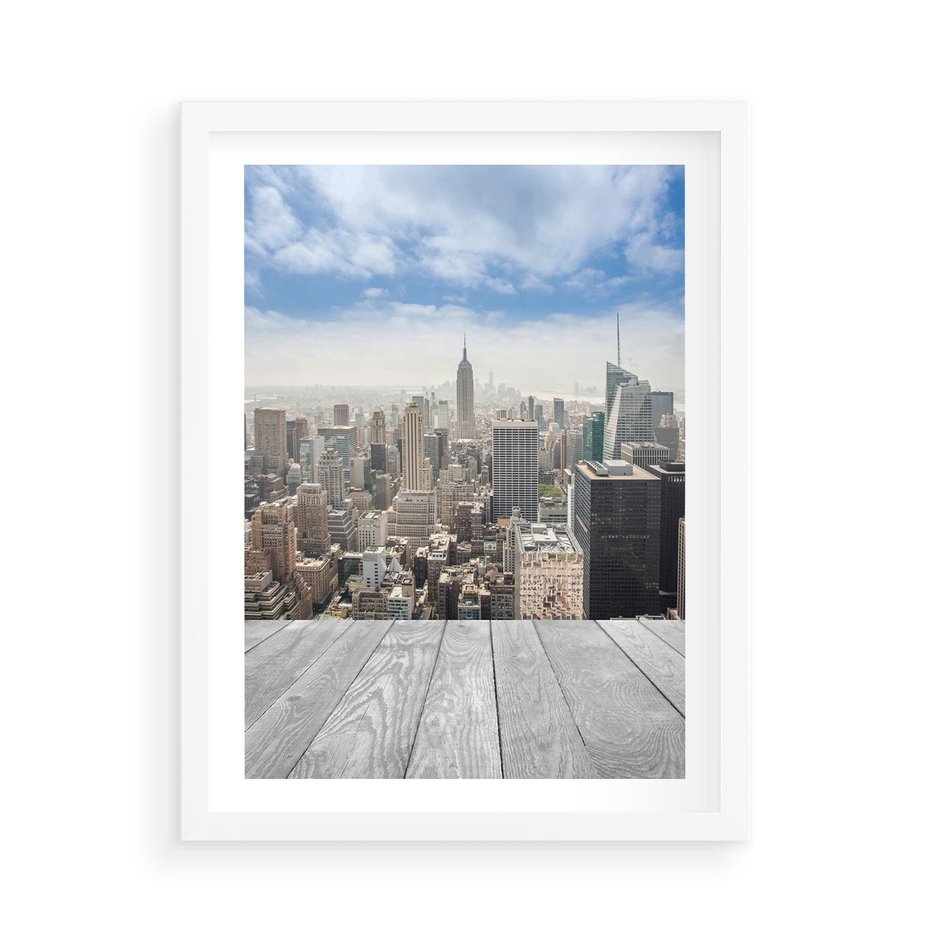 Plakat w ramie 50x70 - Nowojorska energia miejsca - Nowy Jork, miasto - rama biała