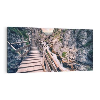 Obraz na płótnie 120x60 - Schody w skałach - Góry - schody, skały