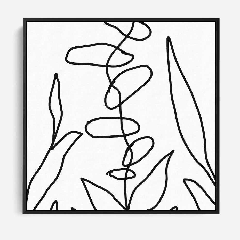 Obraz w ramie 50x50 - Liście Mocy - mroczna sztuka, minimalizm - rama czarna