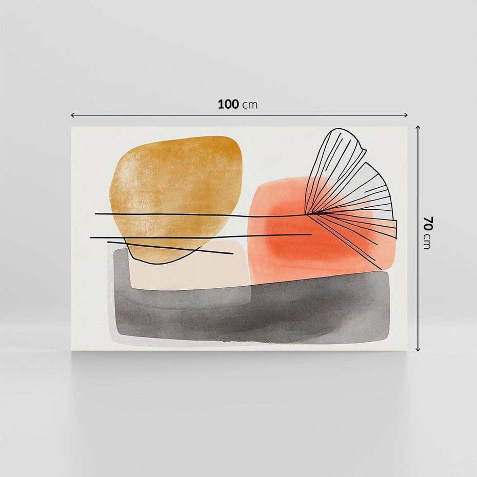 Obraz na płótnie 100x70 - Roślinny Szkic - abstrakcyjne, nieregularne plamy łososiowego koloru