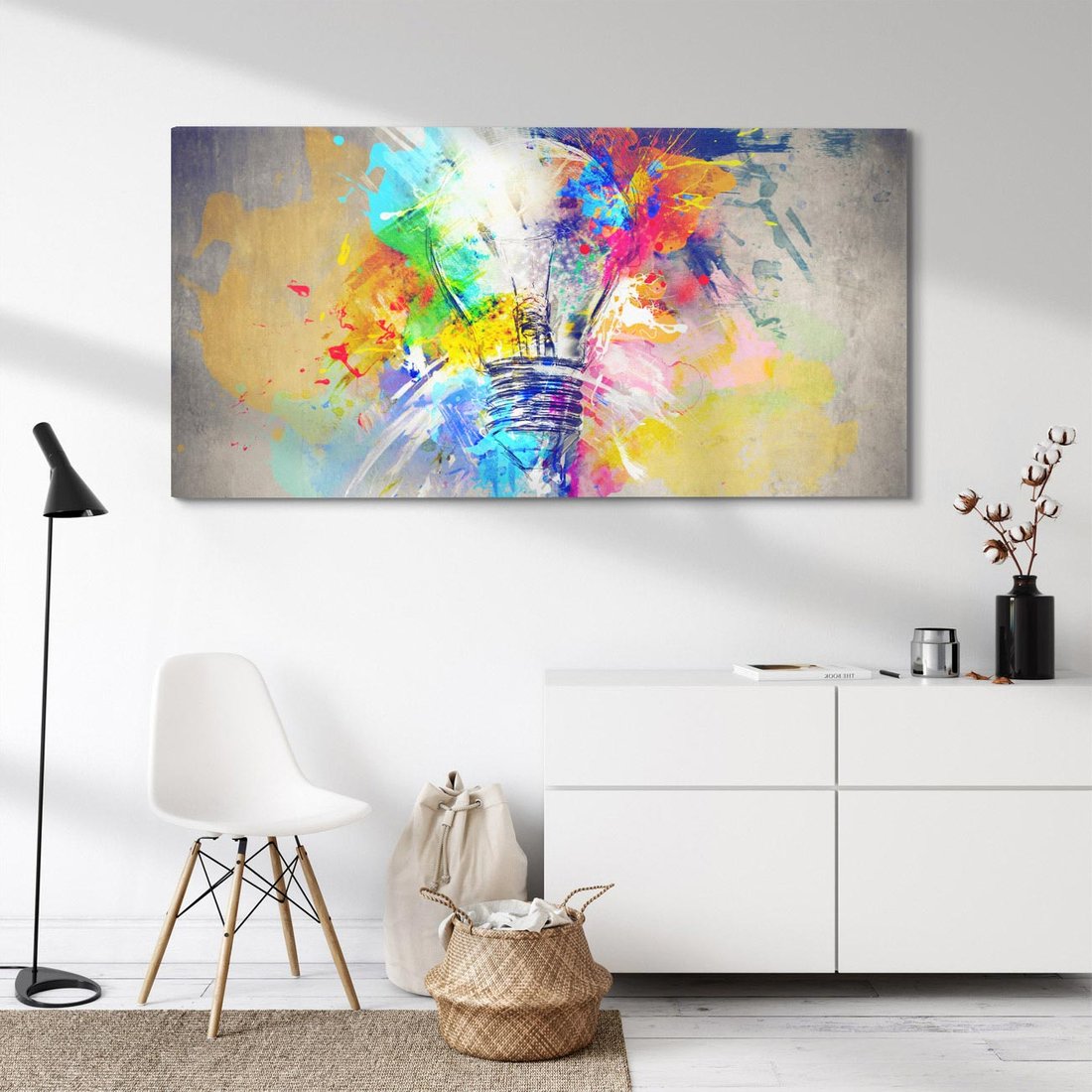 Obraz na płótnie 100x50 - Kolory Kreatywnej Koncepcji - abstrakcyjna grafika, szkic żarówki