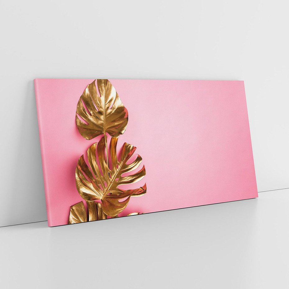 Obraz na płótnie 120x60 - Luksusowa Elegancja - złote, liście