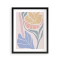 Plakat w ramie 40x50 - Kwiatowe Granice Kształtów - nowoczesny plakat, kwiaty w pastelowych kolorach - rama czarna