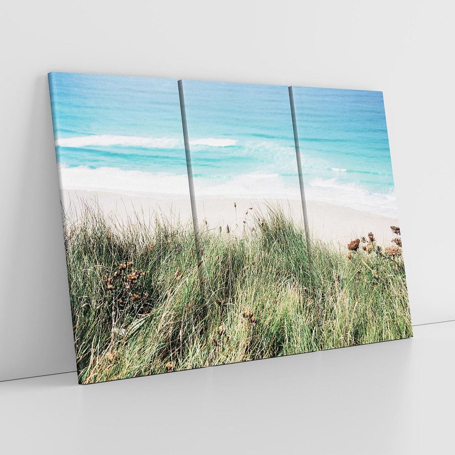 Obraz na płótnie 120x80 - Harmonia Natury - widok z wydm, wydmy porośnięte trawami