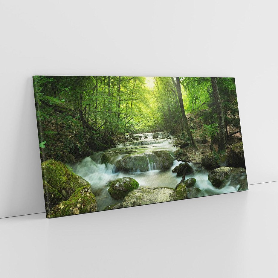 Obraz na płótnie 120x60 - Ukojenie strumienia: Spotkanie z naturą - strumyk, las