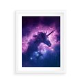 Plakat w ramie 40x50 - Mityczna podróż - kosmos, jednorożec - rama biała
