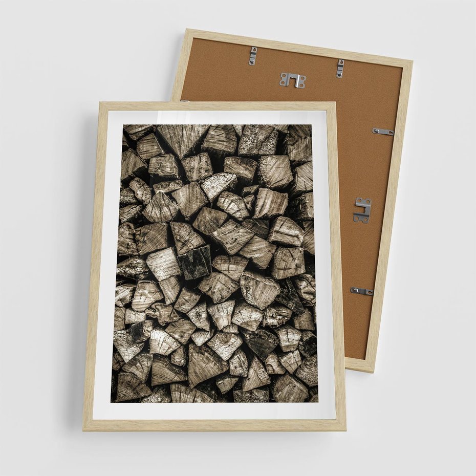 Plakat w ramie 50x70 - Piękno Drewna - belki drewna, drewno - rama drewno